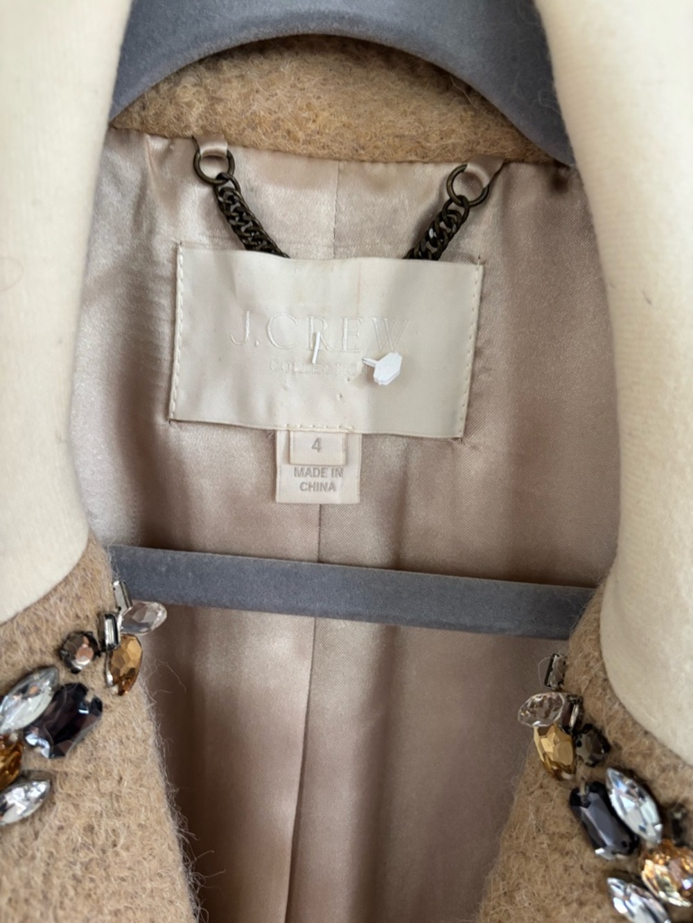 J. Crew Collection Wool Blend Double-Breasted Coat with embellished collar - Picture 4 of 8
